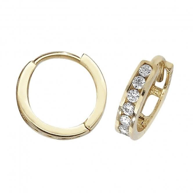 9ct Yellow Gold Hinged Zirconia Earrings ES163