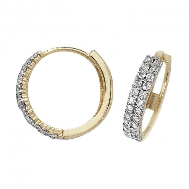 9ct Yellow Gold Hinged Zirconia Earrings ES165