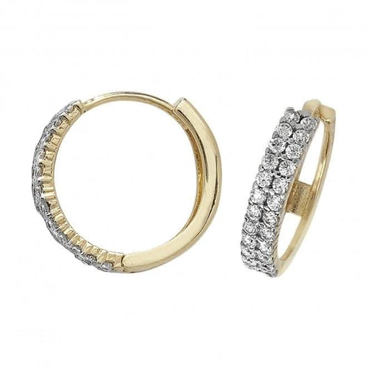 9ct Yellow Gold Hinged Zirconia Earrings ES165