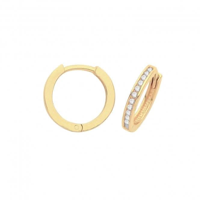 9CT Yellow Gold Hinged Zirconia Earrings ER001