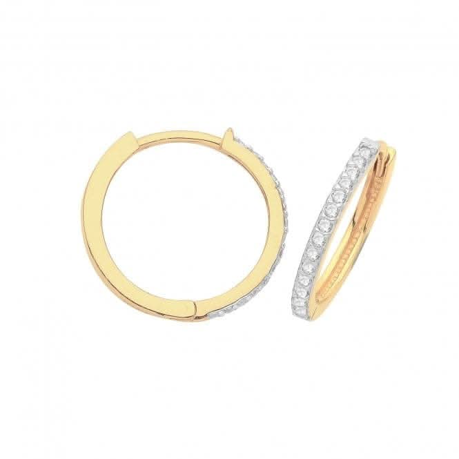 9CT Yellow Gold Zirconia Hinged Earrings ER002