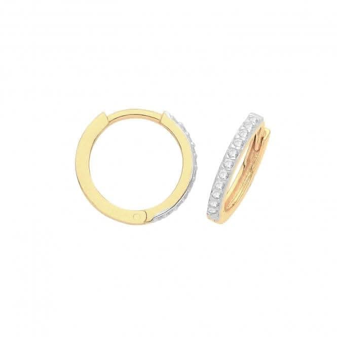 9CT Yellow Gold Zirconia Hinged Earrings ER002