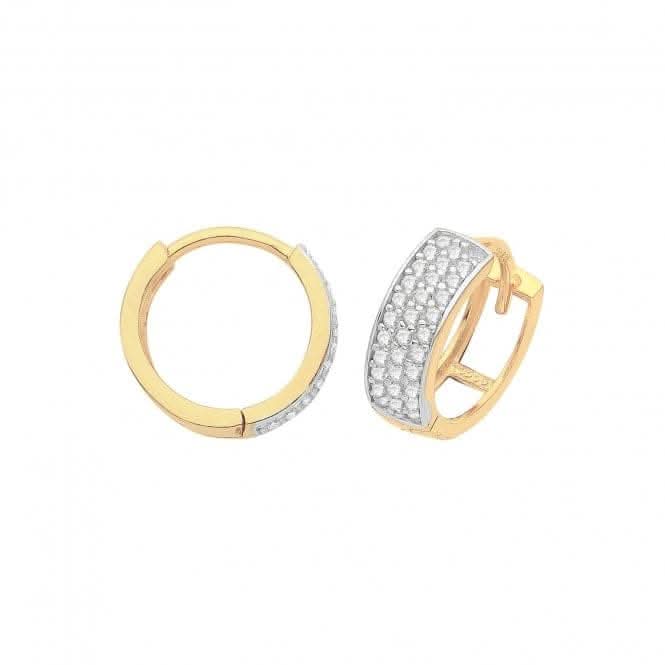 9ct Yellow Gold Hinged Zirconia Earrings ER003