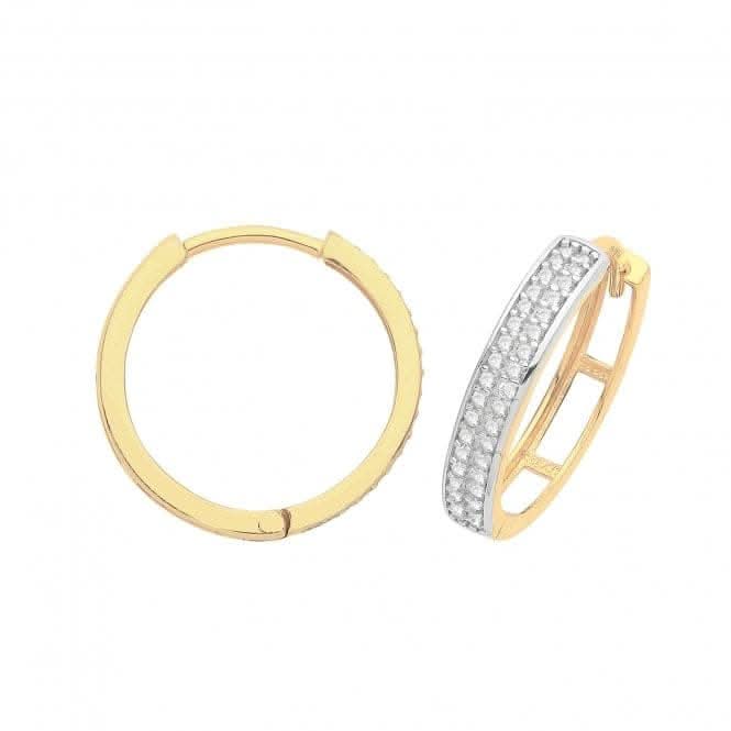 9ct Yellow Gold Hinged Zirconia Earrings ER003