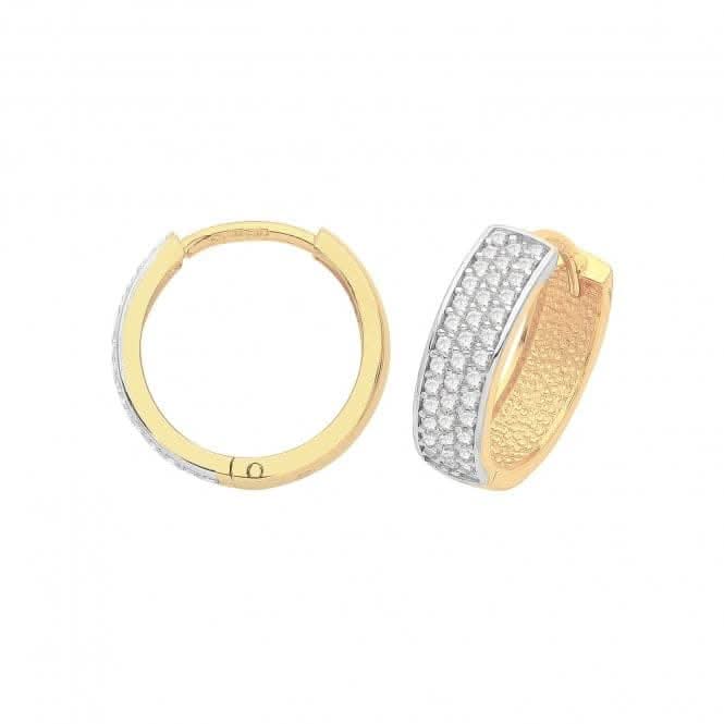 9ct Yellow Gold Hinged Zirconia Earrings ER003