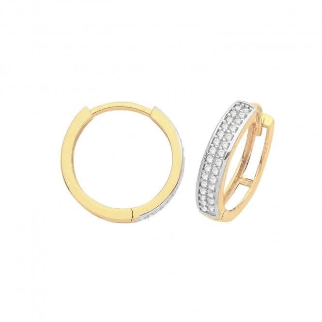 9ct Yellow Gold Hinged Zirconia Earrings ER003