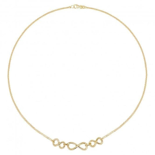 9ct Yellow Gold Ladies Triple Infinity Necklet NK092