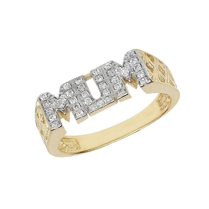 9ct Yellow Gold Ladies Basket Sides Mum Zirconia Ring RN237CZ