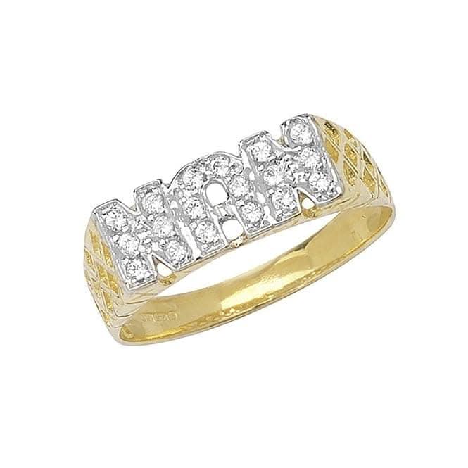9ct Yellow Gold Ladies Bskt Sides Nan Zirconia Ring RN164