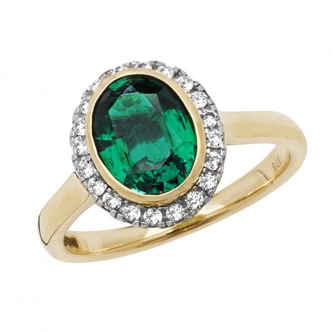9ct Yellow Gold Ladies Rh Plated Ring RN1202E