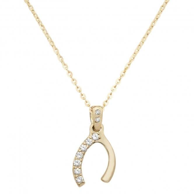 9ct Yellow Gold Ladies Zirconia Pendant On 16+2 Inch Chain NK327