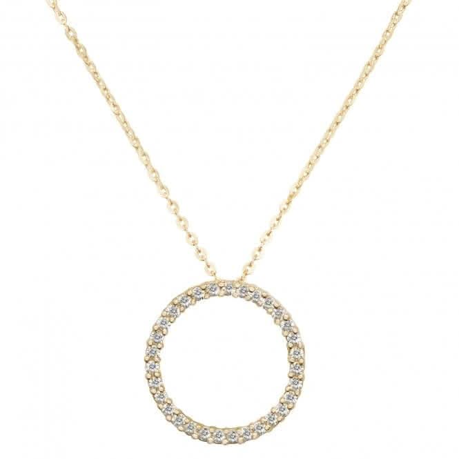 9ct Yellow Gold Ladies Zirconia Pendant On 16+2 Inch Chain NK329