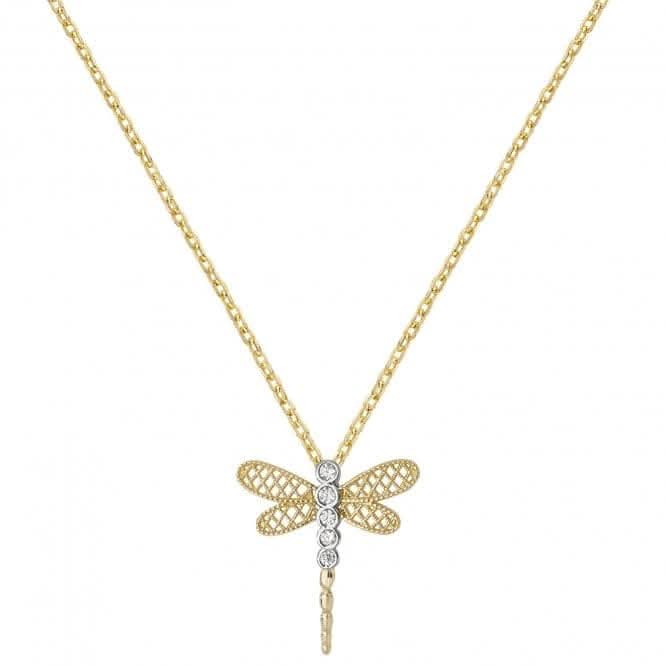 9ct Yellow Gold Ladies Zirconia Pendant On 16+2 Inch Chain NK363