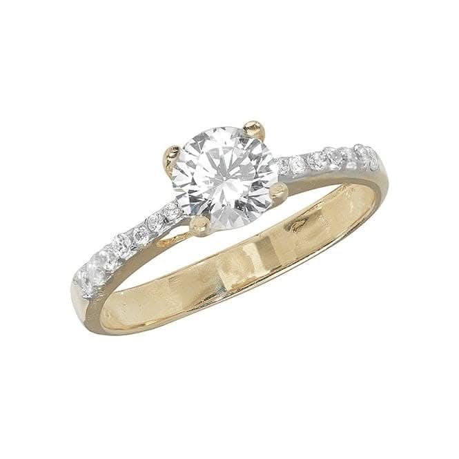 9ct Yellow Gold Ladies Zirconia Ring RN872