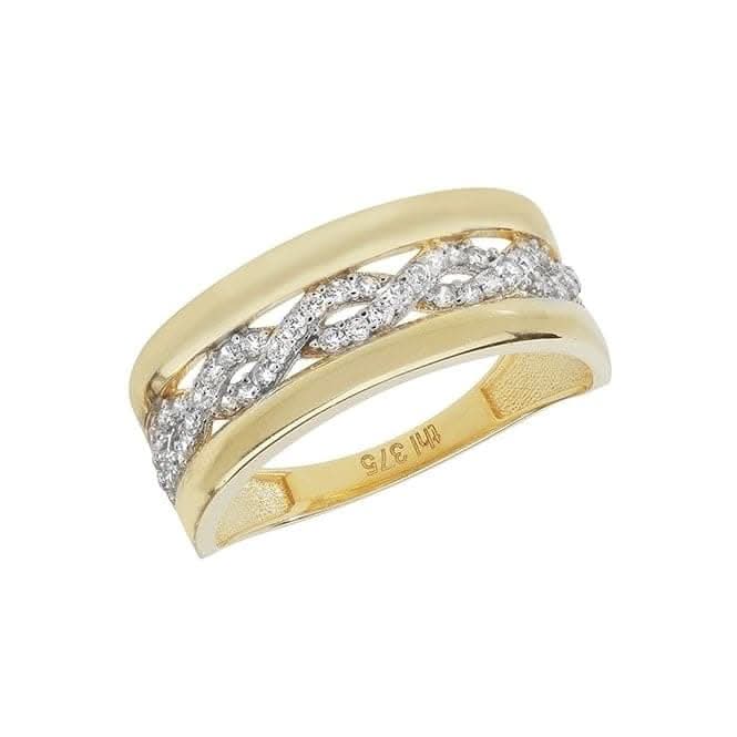 9ct Yellow Gold Ladies Zirconia Ring RN875