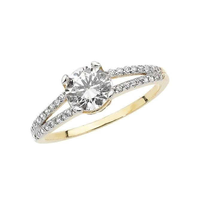 9ct Yellow Gold Ladies Zirconia Ring RN917