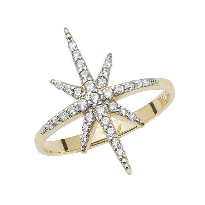 9ct Yellow Gold Ladies Zirconia Star Ring RN916