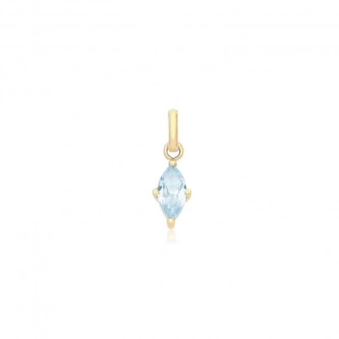 9ct Yellow Gold Marquise Shaped Sapphire Blue Zirconia Pendant PN1354S