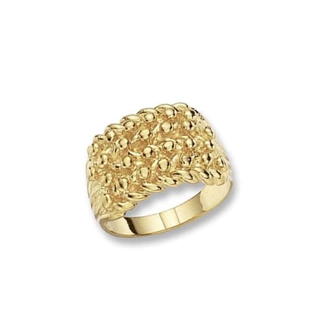 9ct Yellow Gold Mens Heavy Keeper 4 Row Ring RN179