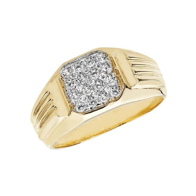 9ct Yellow Gold Mens Zirconia Ring RN920