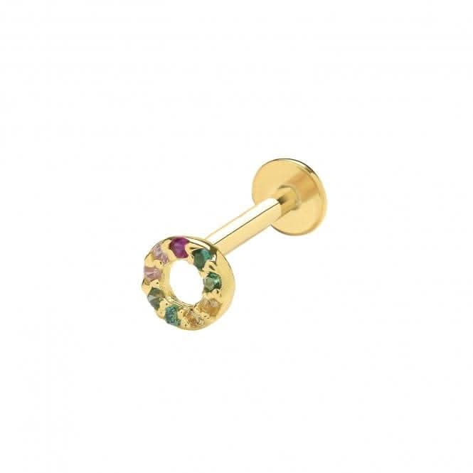 9ct Yellow Gold Multicoloured Zirconia Circle Cartilage Labret ES2052