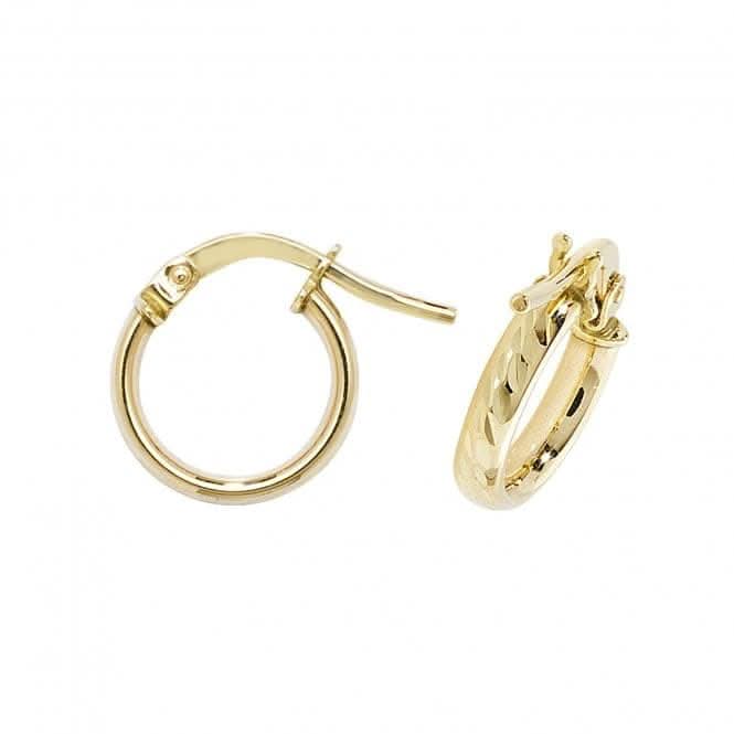 9ct Gold Oval Diamond Cut Hoop Earrings ER1042