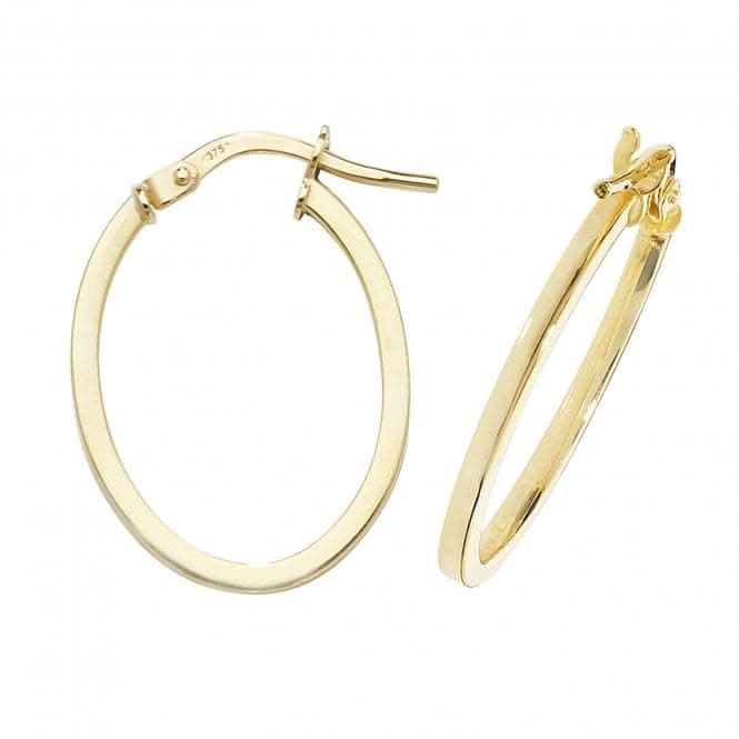 9ct Yellow Gold Oval Hoop Earrings ER1007