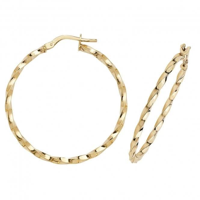 9ct Yellow Gold Oval Hoop Earrings ER1008