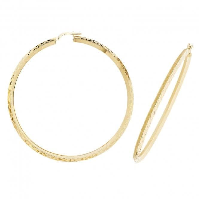 9ct Yellow Gold Oval Hoop Earrings ER1018