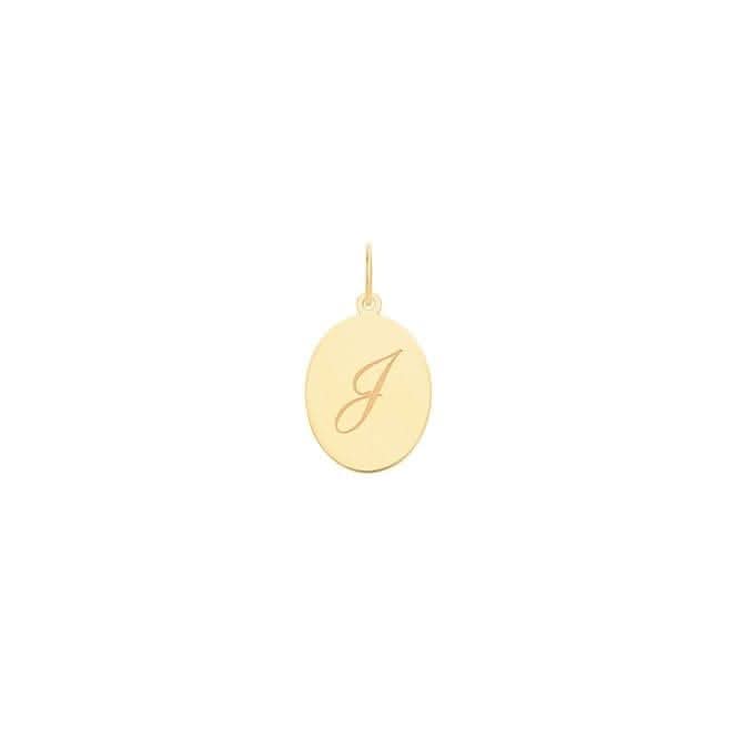 9ct Yellow Gold Oval Initial Pendant PN922/J