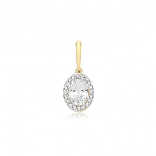 9ct Yellow Gold Oval Zirconia Pendant PN1015
