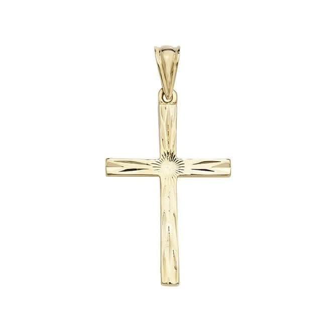 9ct Yellow Gold Patterned Cross Pendant PN1029