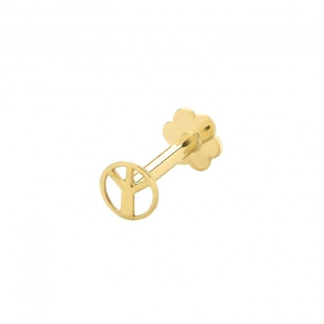 9ct Yellow Gold Peace Sign Cartilage Labret ES2051