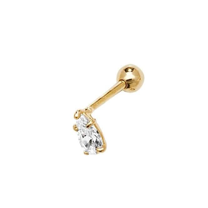 9ct Yellow Gold Pear Zirconia Single Stone Cartilage 8.5mm Post Stud ES917P
