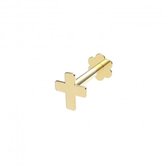 9ct Yellow Gold Plain Cross Cartilage Labret ES2032
