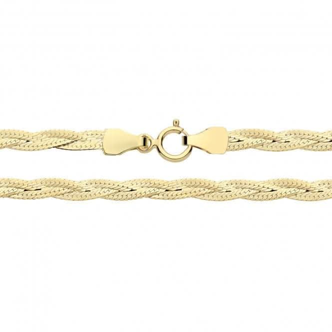 9ct Yellow Gold Plaited Snake Chain Necklace CH579