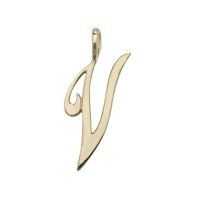 9ct Yellow Gold Polished Script Initial Pendant PN528/V