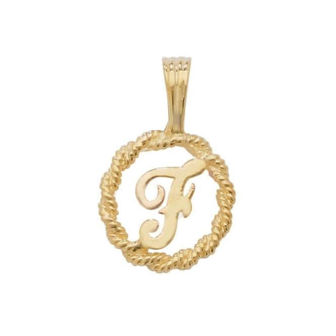 9ct Yellow Gold Rope Initial Pendant PN525/F