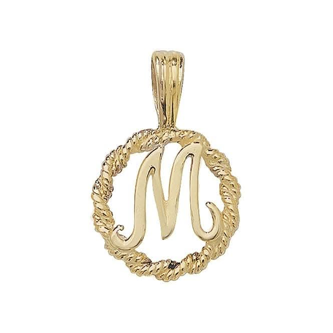9ct Yellow Gold Rope Initial Pendant PN525/M