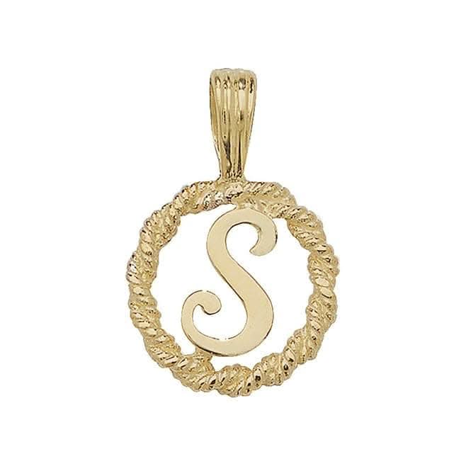 9ct Yellow Gold Rope Initial Pendant PN525/S