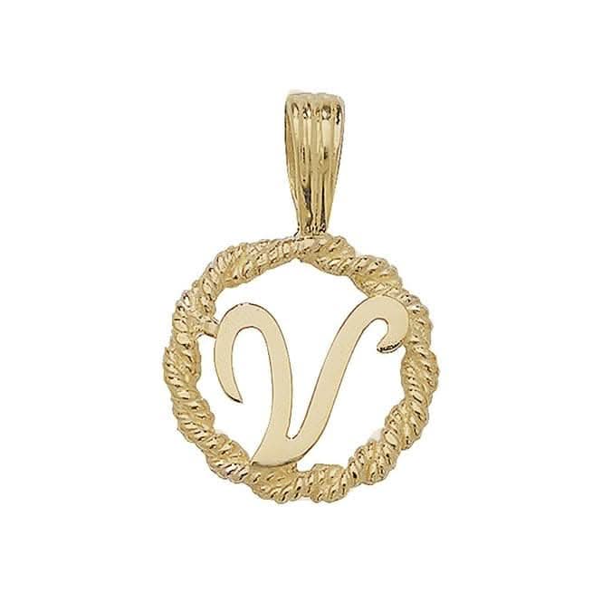 9ct Yellow Gold Rope Initial Pendant PN525/V