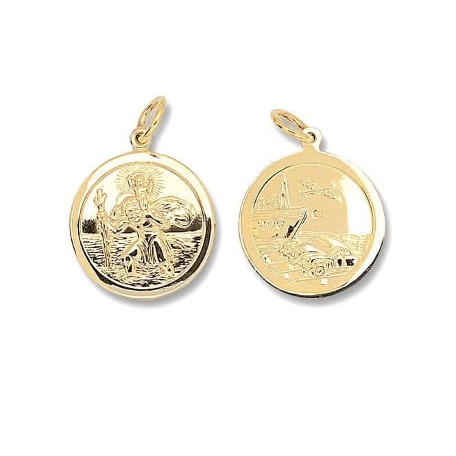 9ct Yellow Gold Round Dbl Sided St Christopher Pendant PN283