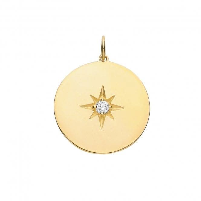 9ct Yellow Gold Round Disc With Single Zirconia Charm PN1170
