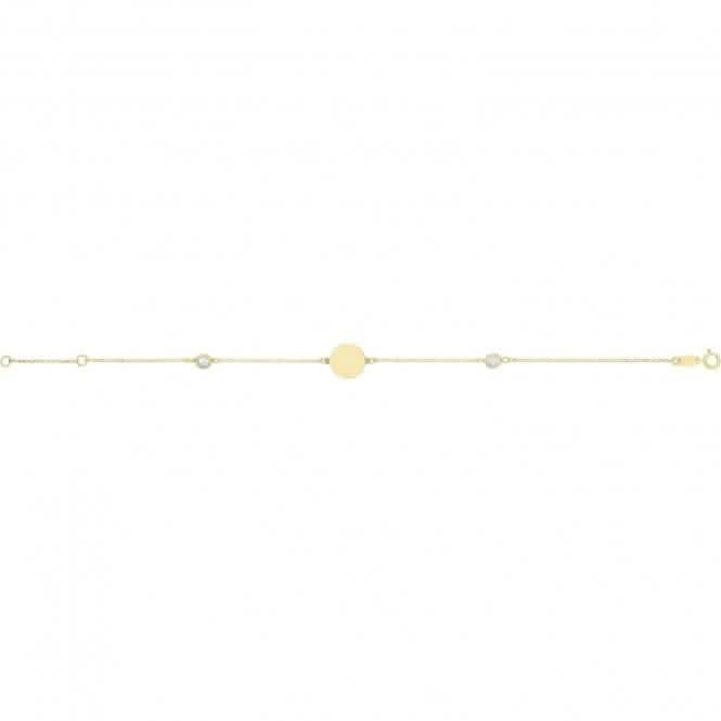 9ct Yellow Gold Round ID Bracelet with Zirconia BR672