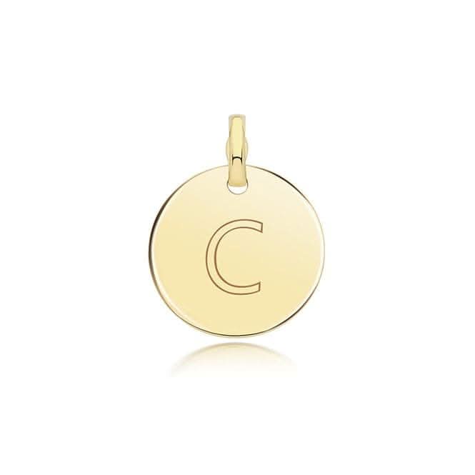 9ct Yellow Gold Round Plain Initial Pendant PN1280/C