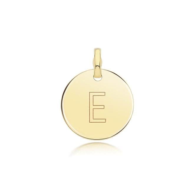 9ct Yellow Gold Round Plain Initial Pendant PN1280/E