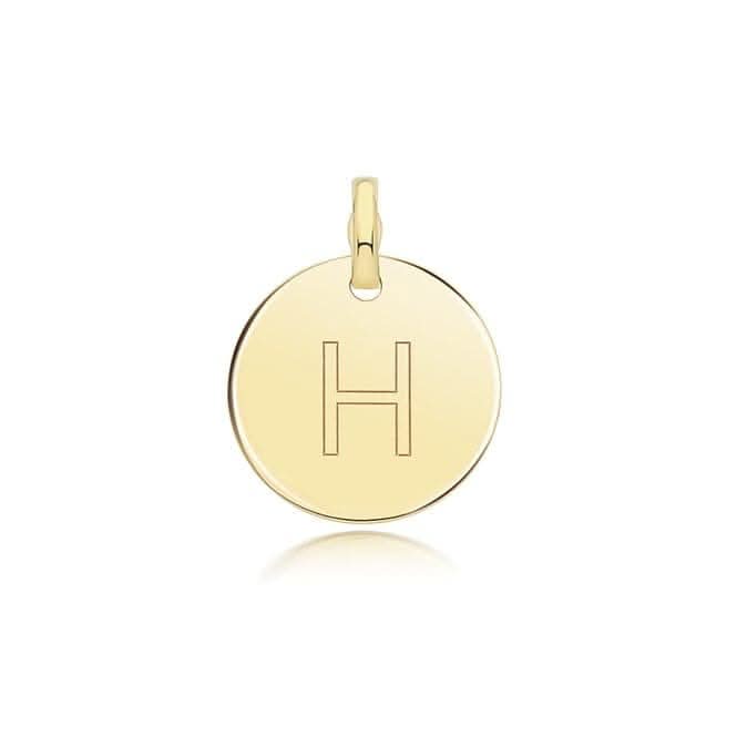 9ct Yellow Gold Round Plain Initial Pendant PN1280/H