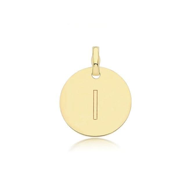 9ct Yellow Gold Round Plain Initial Pendant PN1280/I