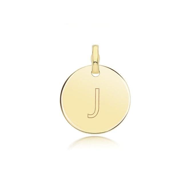 9ct Yellow Gold Round Plain Initial Pendant PN1280/J