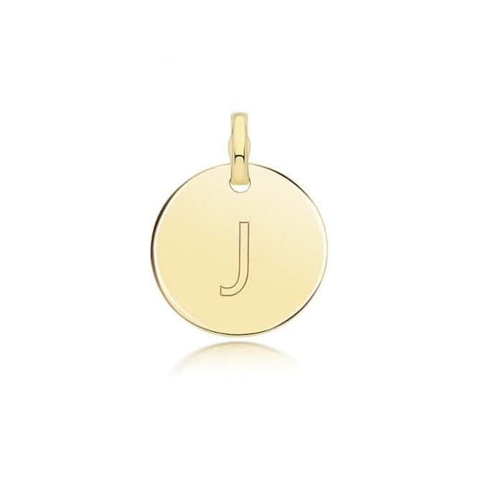 9ct Yellow Gold Round Plain Initial Pendant PN1280/J